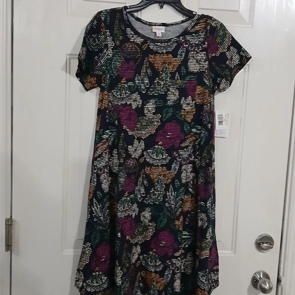 LuLaRoe Carly Swing Dress Women Size XS | Floral Rose - Picture 1 of 4